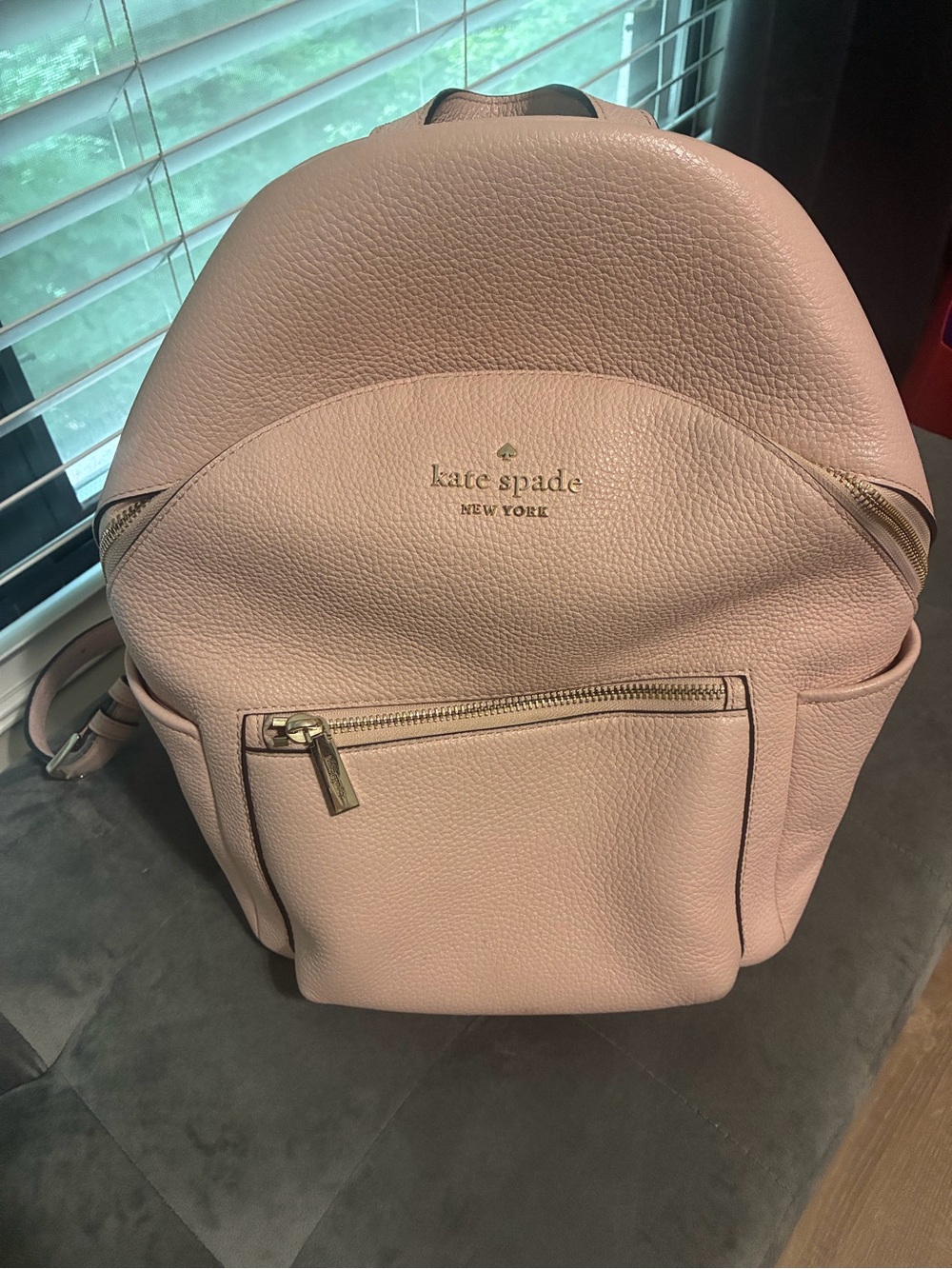 kate spade Blush Pink Pebbled Leather Backpack with Gold Hardware